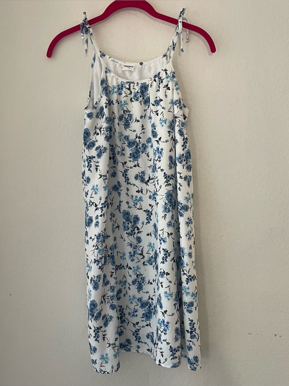 Show Me Your MuMu White Dress with Blue Floral Print